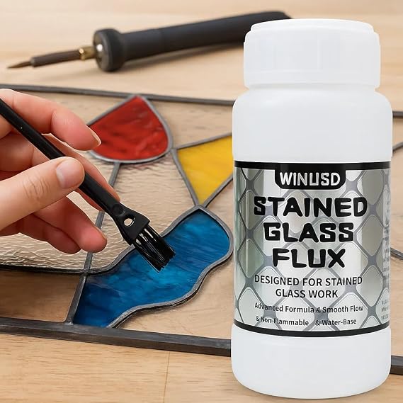 8oz Liquid Solder Flux for Stained Glass Soldering | Water-Based Liquid Zinc Flux for Solder Work, Glass Repair & Electronics Repair | Soldering Tools Stained Glass Supplies Kit for DIY Projects