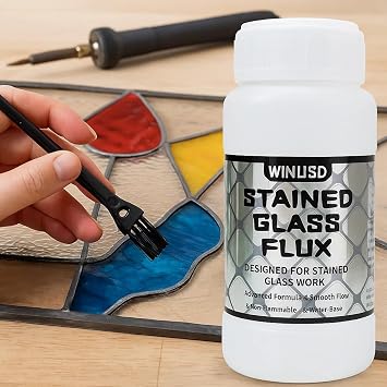 8oz Liquid Solder Flux for Stained Glass Soldering | Water-Based Liquid Zinc Flux for Solder Work, Glass Repair & Electronics Repair | Soldering Tools Stained Glass Supplies Kit for DIY Projects