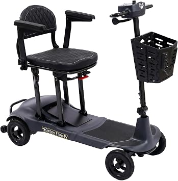 Lightweight Mobility Scooter for Adults and Seniors, 27lbs Foldable Carbon Fibre Frame, Portable 4 Wheels Scooter, 15.5 Miles Long Range, 298 lbs Capacity, Airplane Travel Friendly