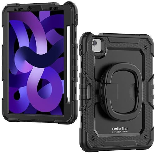 Gorilla Tech Armour iPad Cases Shockproof Luxury Multi-Functional Smart Cover with Hand Holder Kickstand Pen Holder (Black, iPad Pro 12.9 (2021) 5th Gen)