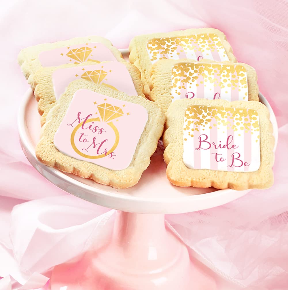 Bridal Shower Cookies Favors | INDIVIDUALLY WRAPPED 24 PACK | Engagement Party Favors | Gold Bachelorette Wedding Dessert Table