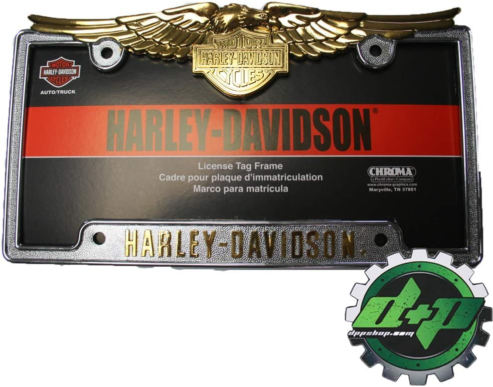 Diesel Power Plus Harley-Davidson License Plate Frame Gold Eagle HD Auto
