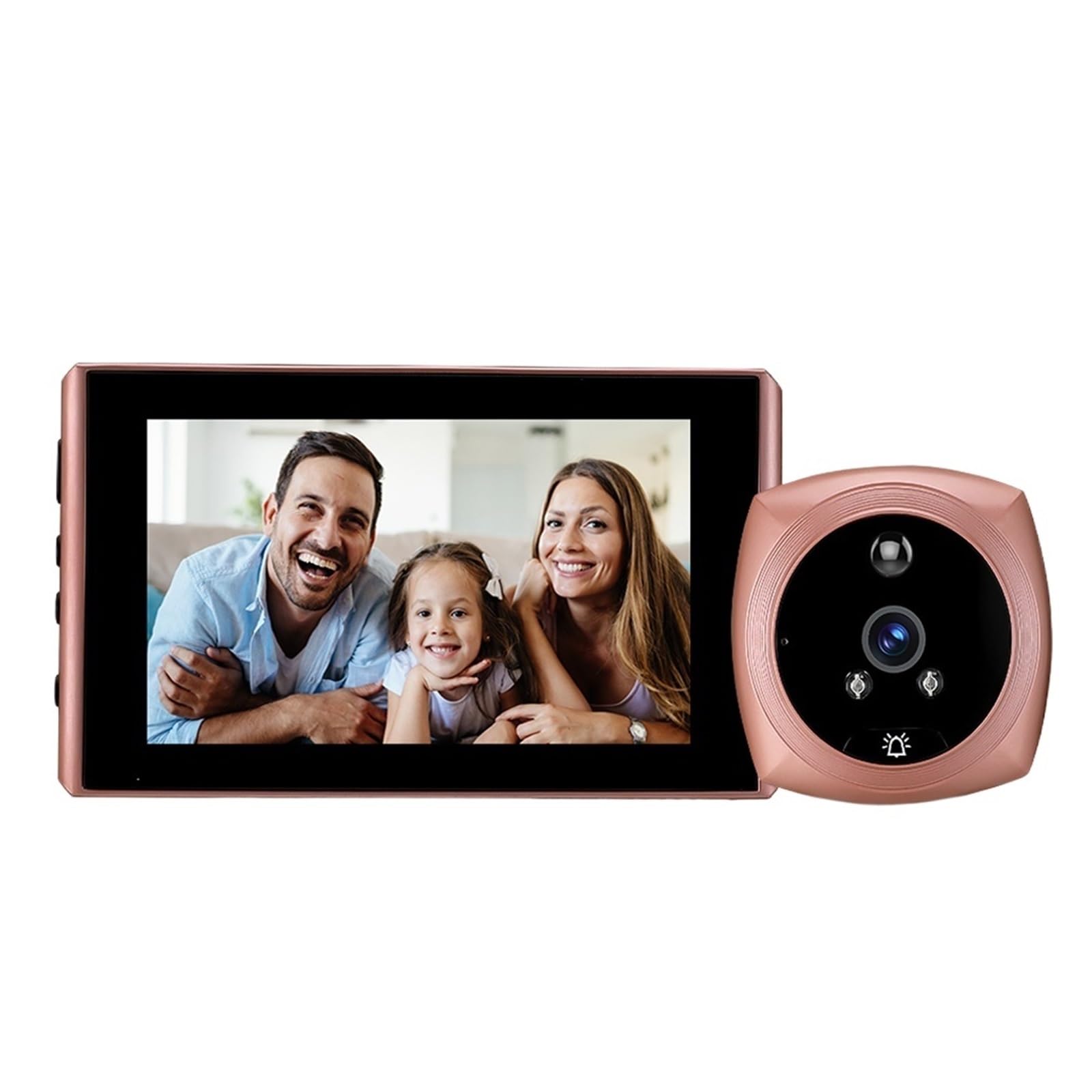 Timbre De Puerta con Vídeo 4,5 Pulgadas, Cámara Inteligente Detección Movimiento For El Hogar, Visor Visión Nocturna PIR Gama de Entornos Domésticos(Pink 32GB Card)