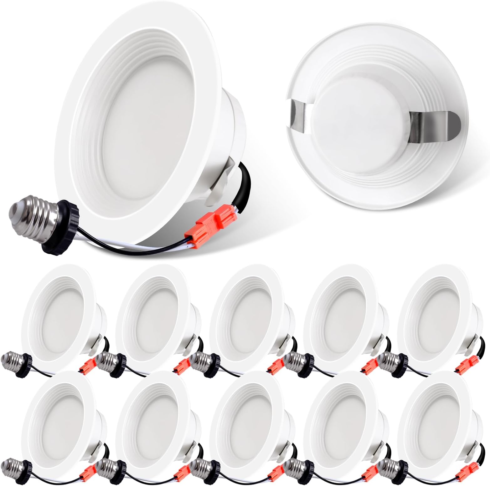 Energetic 10 Pack 660LM Dimmable LED Recessed Lighting 4 Inch Downlight, 10W=75W Equivalent, 3000K Warm White, Baffle Trim Can Light, Simple Installation, ETL & Energy Star Listed, Damp Rated