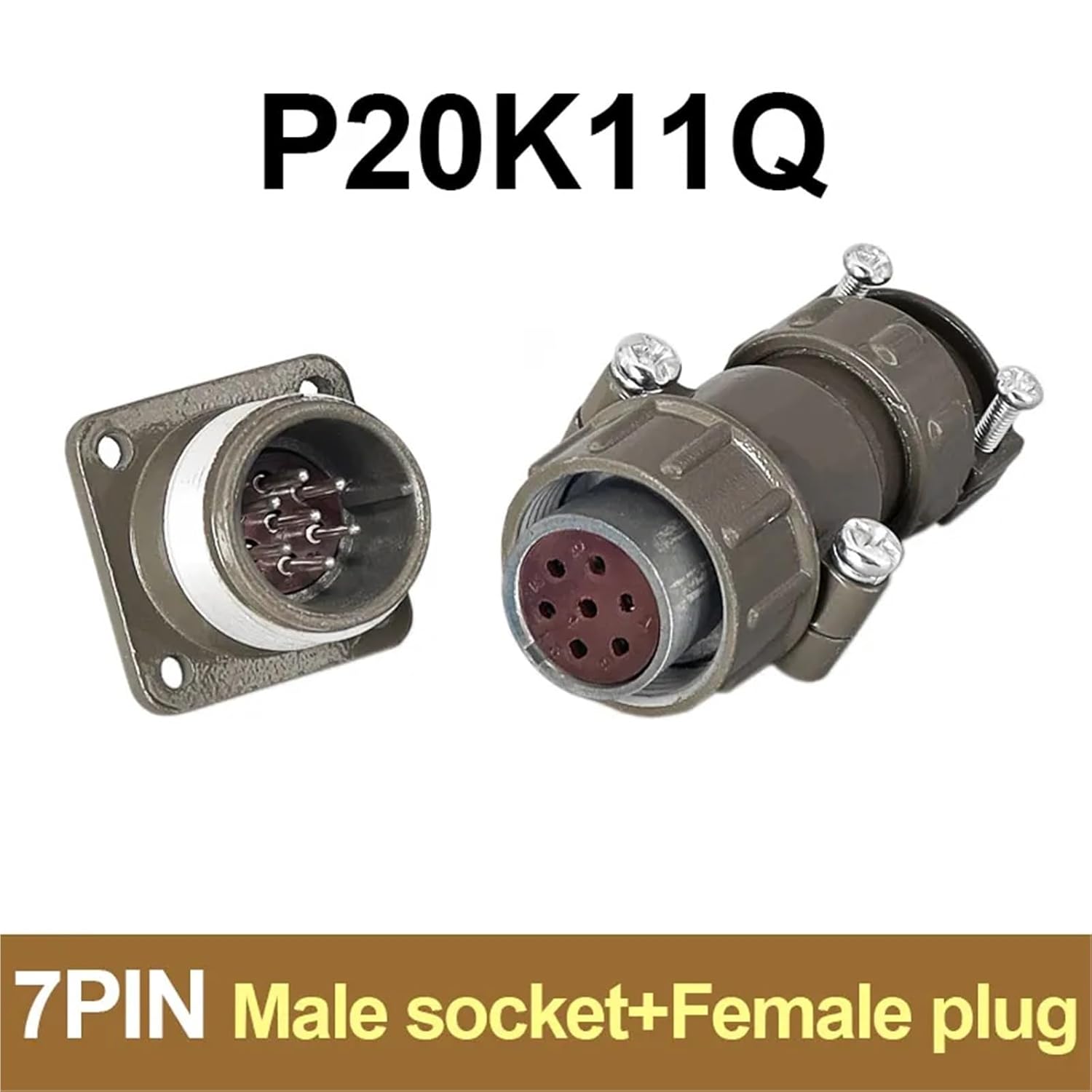 P20 20mm Connector Socket Screw 2pin 3pin 4pin 5pin 7pin P20K2Q P20J2Q 1Pcs(P20K11Q 7Pin)