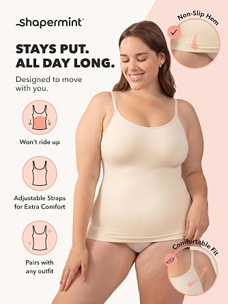 SHAPERMINT Womens Tops - Scoop Neck Cami Body Shaper for Women, Shapewear Tummy Control, Camisole Tank Tops for Women