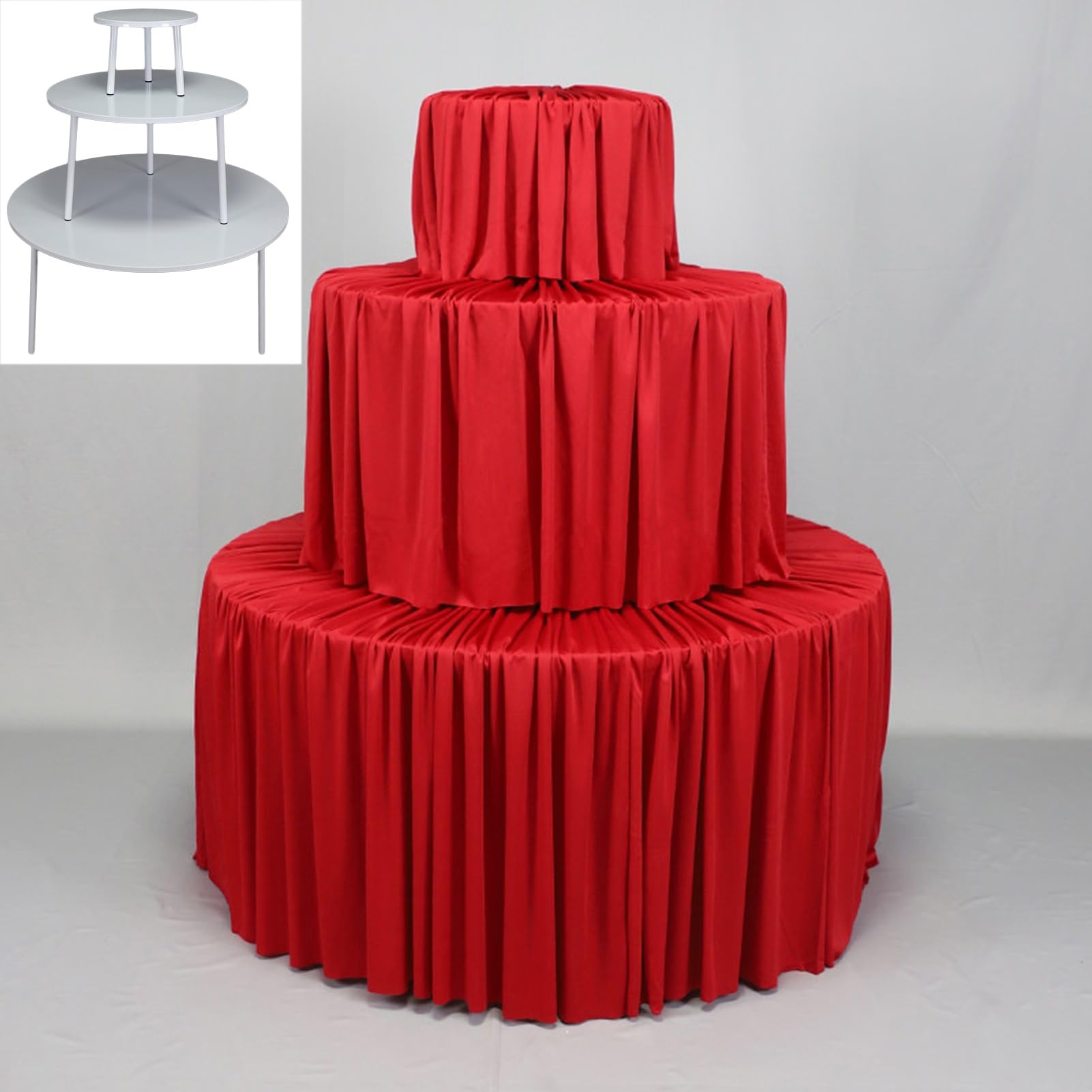 Supporti per Torte A 3 Livelli Rotondi Supporti per Torte, Matrimonio All'aperto in Metallo per Dessert Espositori Tavolo, Alzate per Dolci E Frutta(E-Red)