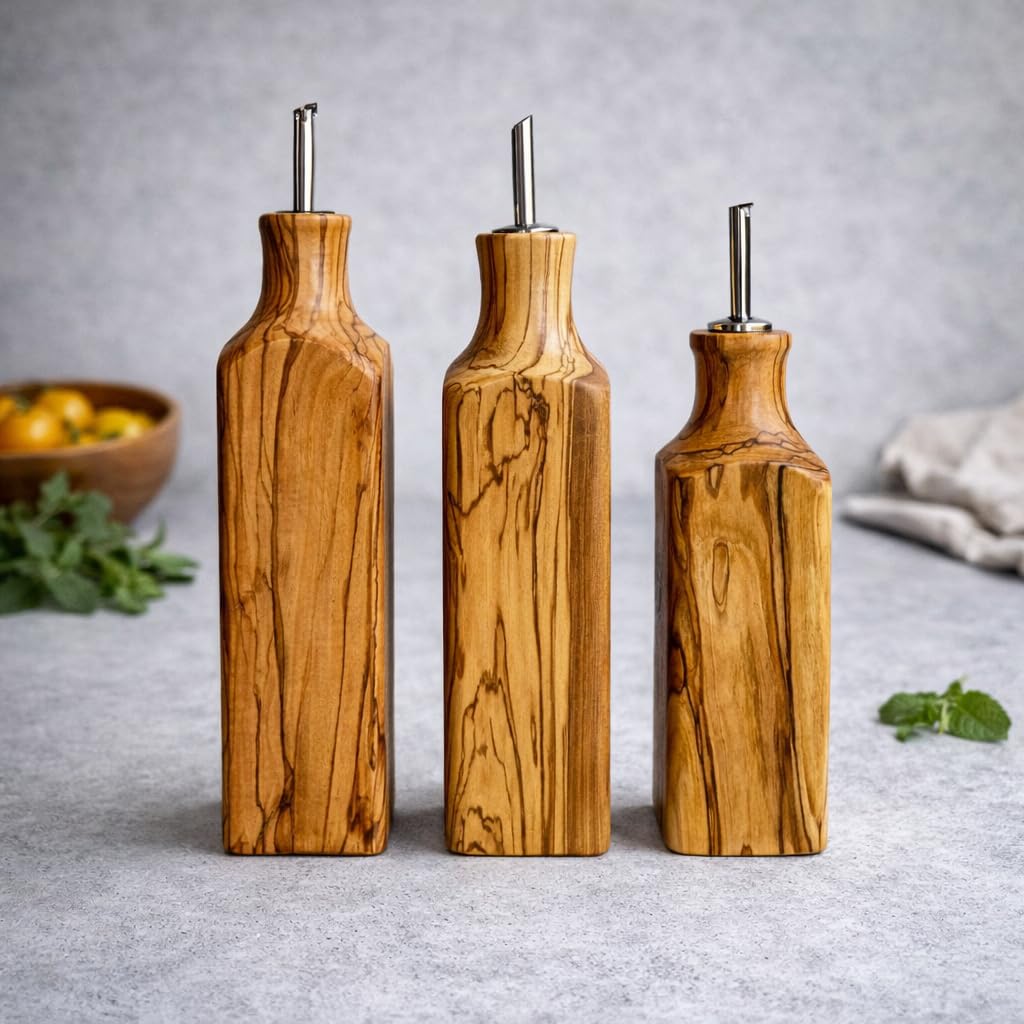 ege'deneve.com Ölflasche aus Olivenholz, Ölflasche, Ölkännchen, Ölkanne Ausgießer 250 ml