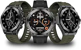 Smartwatch Premium AM18 Tela AMOLED 1.46' com NFC, Chamadas Bluetooth, Monitor Cardíaco, IP68, Tela Dividida, Bateria Longa – 2 Pulseira Silicone, 100+ Aplicativos e Conexão Android e Ios