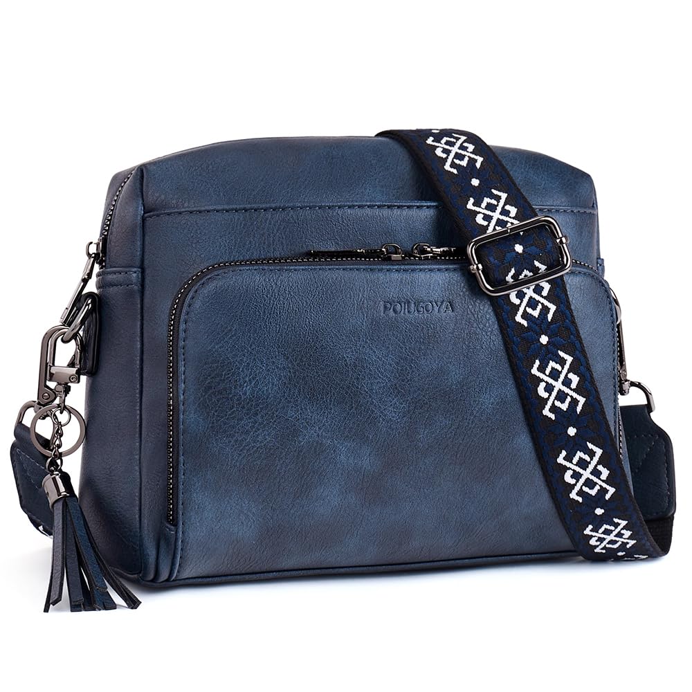 POIUGOYA Leather Crossbody Bag for Women Travel Purse Built-In RFID Wallet