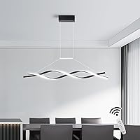 Vista 1 de Becailyer Lámpara colgante LED moderna, lámpara lineal regulable de 30 W con control remoto, 39 pulgadas, accesorios de iluminación de isla colgante