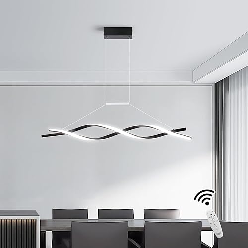 Becailyer Lámpara colgante LED moderna, lámpara lineal regulable de 30 W con control remoto, 39 pulgadas, accesorios de iluminación de isla colgante