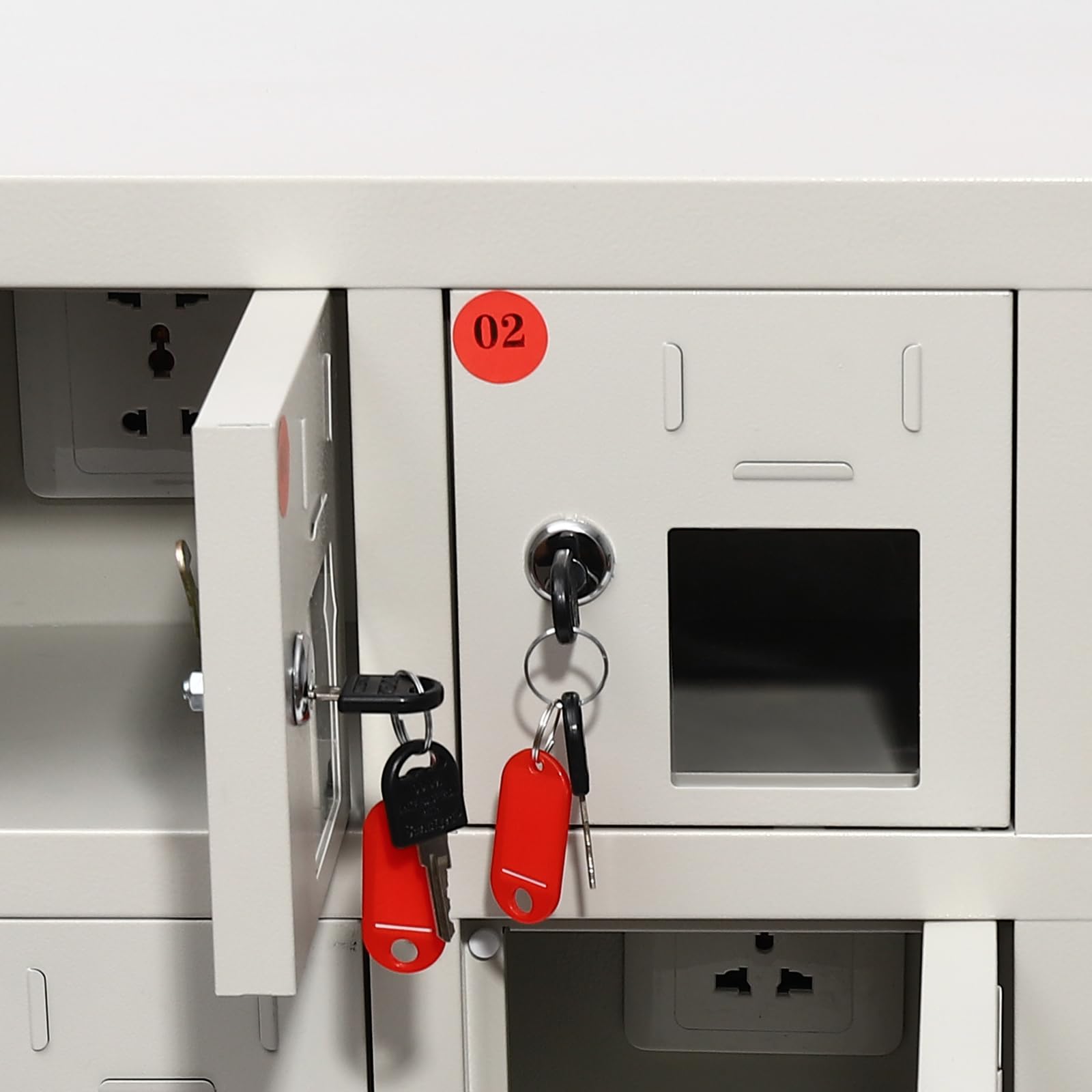 6-Bay Steel Cell Phone Locker with Charging Station & Key Lock - Secure Mobile Phone Cabinet for Schools, Factories, Troops, Offices, and Public Spaces