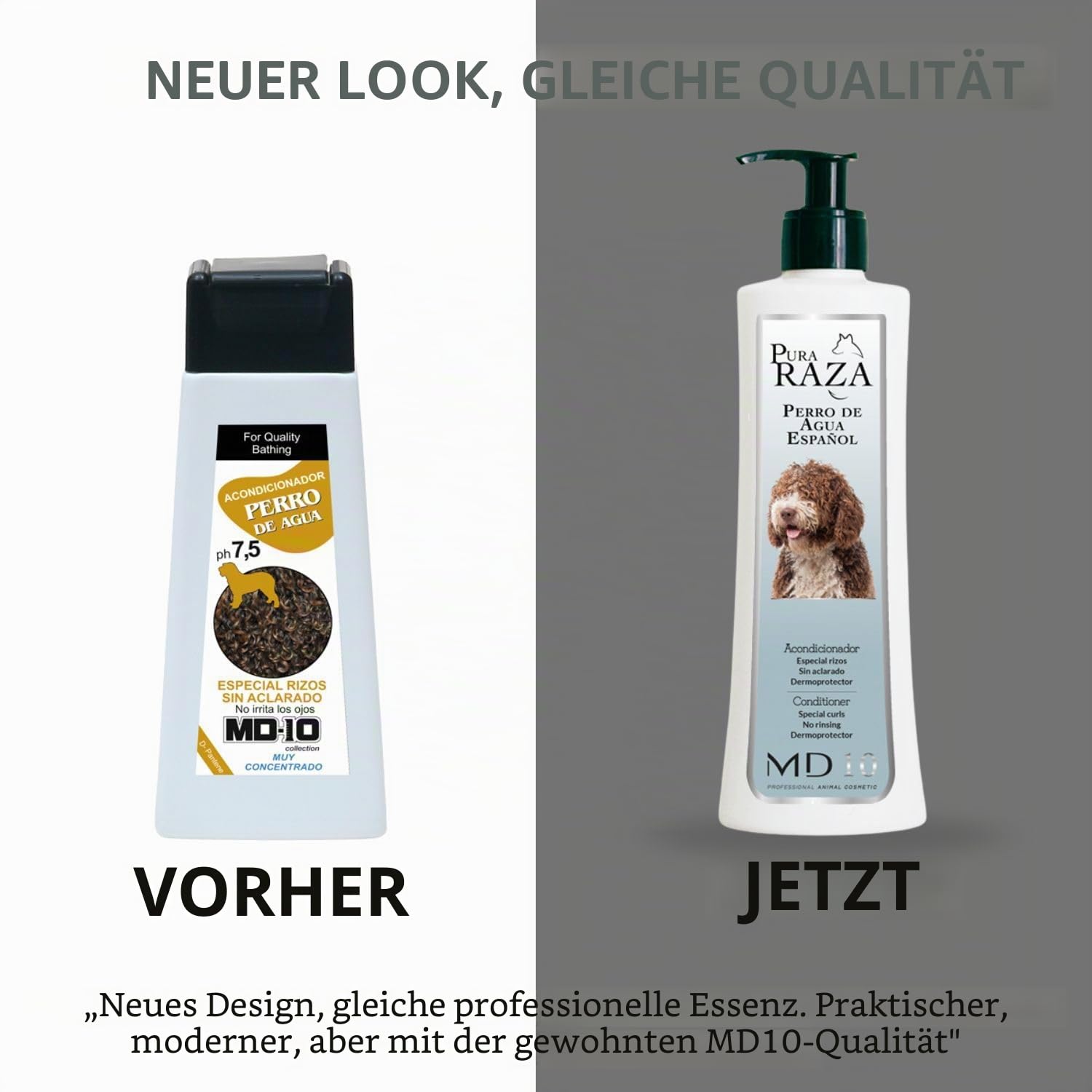 Conditioner für Hunde mit Lockigem Fell - Spüllung für Wasserhund Ohne Ausspülen - Lockenwickler und Feuchtigkeitspflege - Vegan und Biologisch Abbaubar - 300 ml - MD-10 COLLECTION
