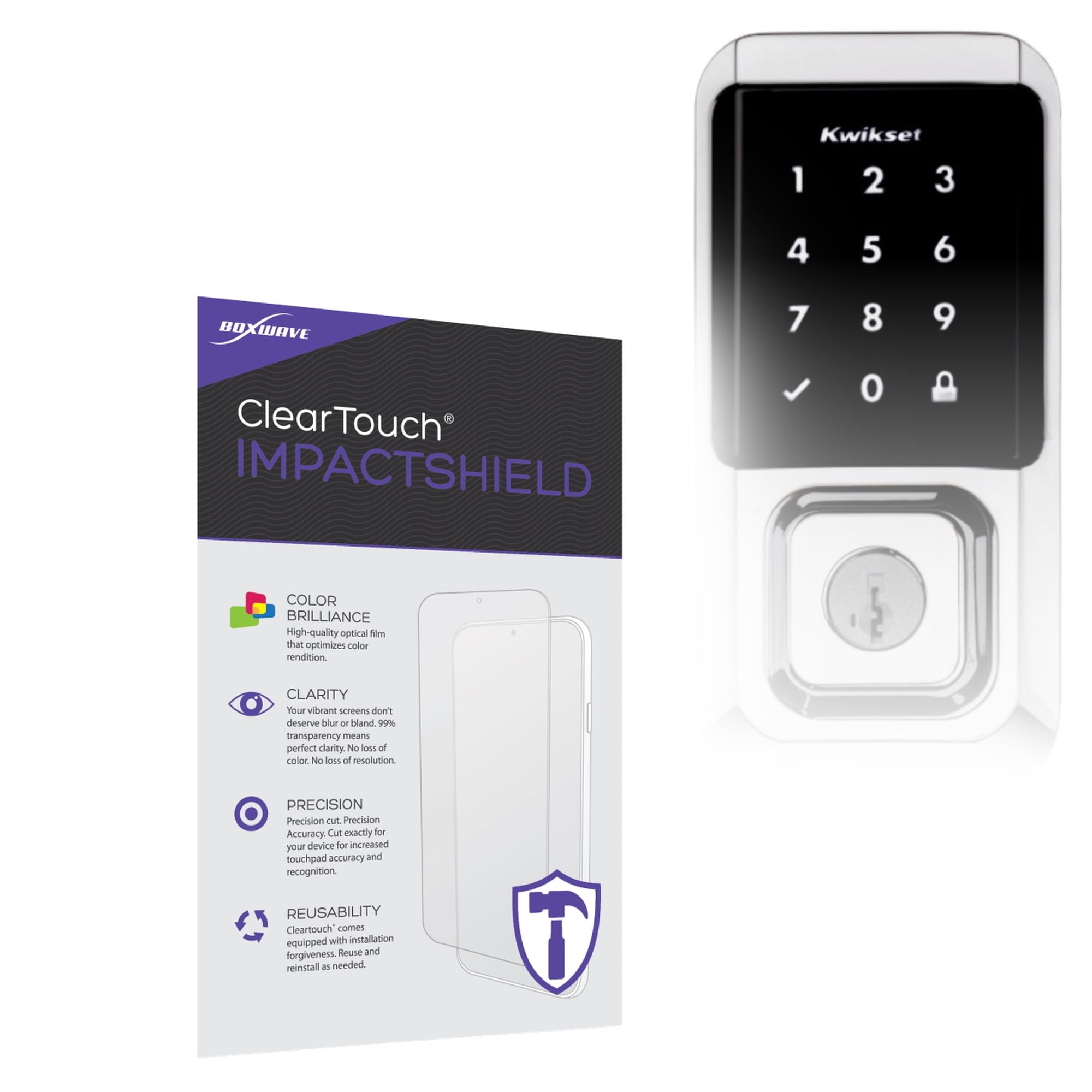 BoxWave ClearTouch ImpactShield Lot de 2 films de protection d'écran compatibles avec Kwikset Halo Touchscreen Deadbolt Transparent