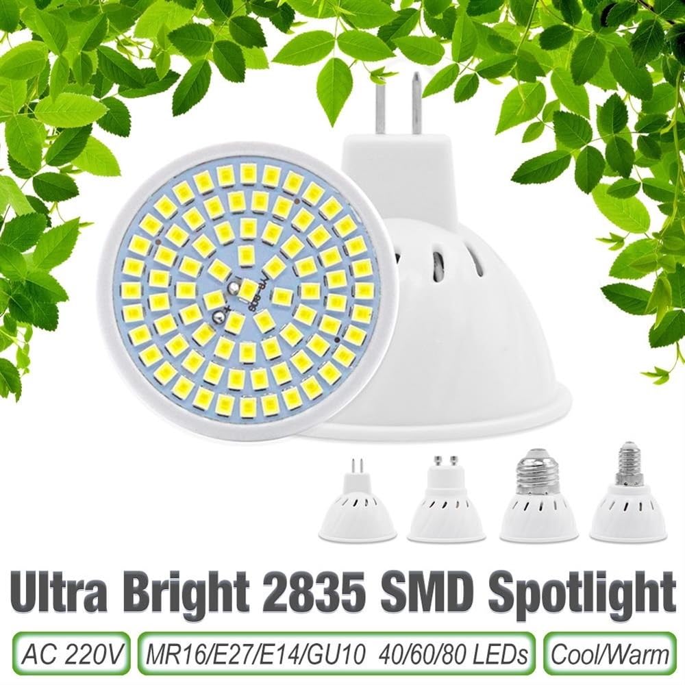 HHF Illuminazione domestica, Confezione da 20 lampadine a LED AC220V GU10/E27/MR16/E14 SMD2835 Lampadine for faretti Lampade a LED(Cool white,GU10 80leds 8W)