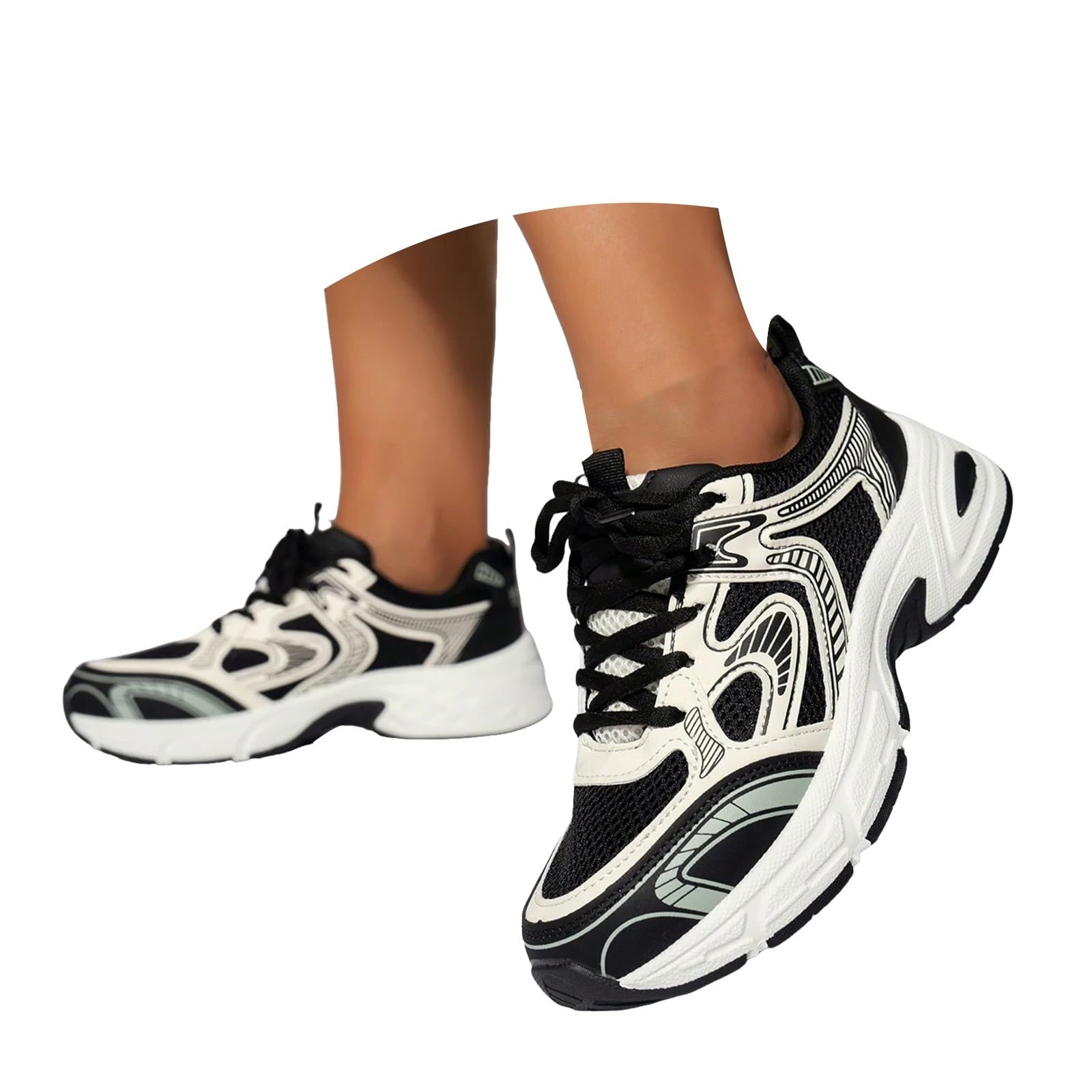 Womens Walking Shoes Arch Support Non Slip Lace up Sneakers Breathable Lightweight Comfort Wedge Platform Sneakers for Women Casual Tennis Running Gym Workout Athletic Sport Jogging