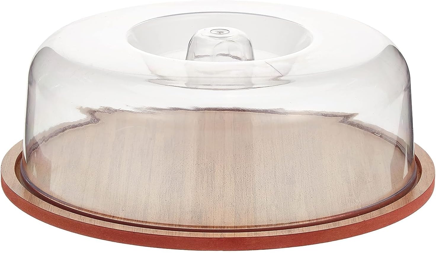 CUISINE ART Atl Round Transparent Cover Serving Tray Cloche Wooden Cheese Board Storage Cake Stand Appetizer Dessert Dinnerware Centerpiece 26Cm, Brown/Clear, Td-Lyd-7005