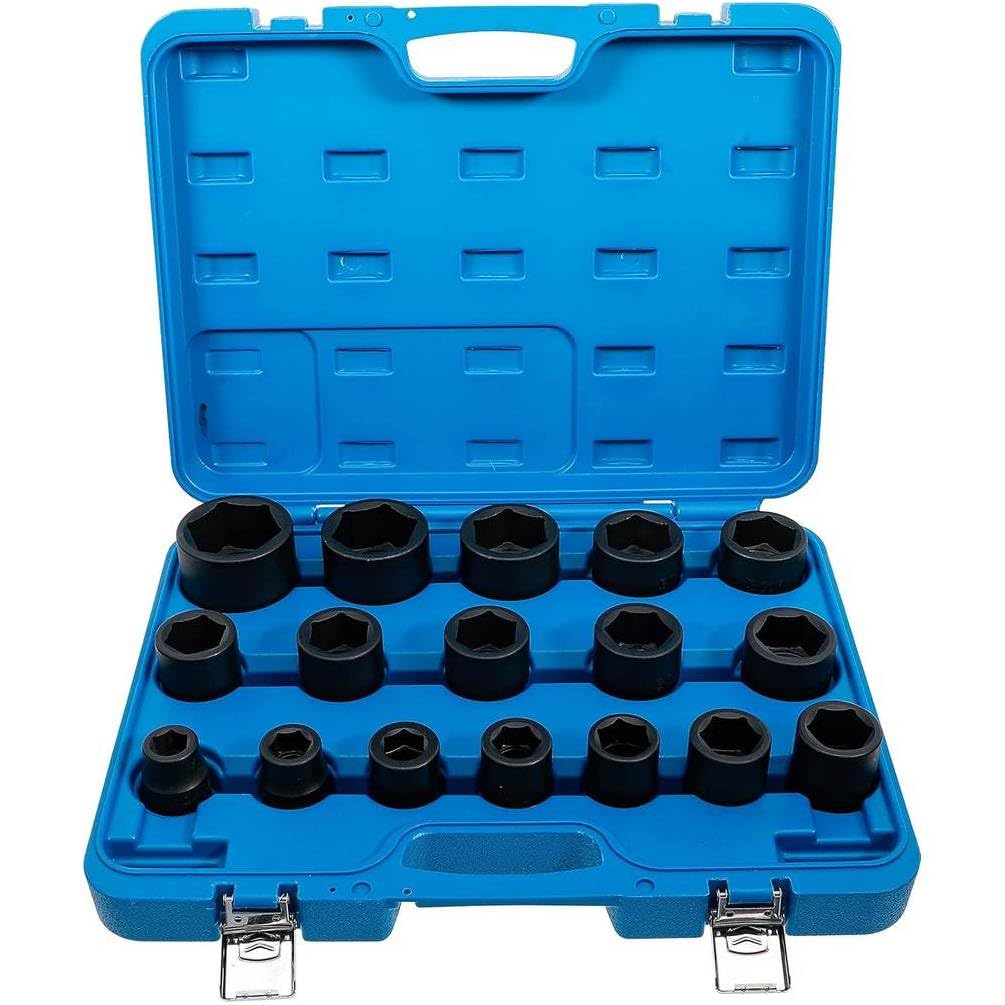 D-Work - Set di boccole a percussione, 17 pezzi, 19-55 mm, 20 mm (3/4), in acciaio resistente, prestazioni e durata