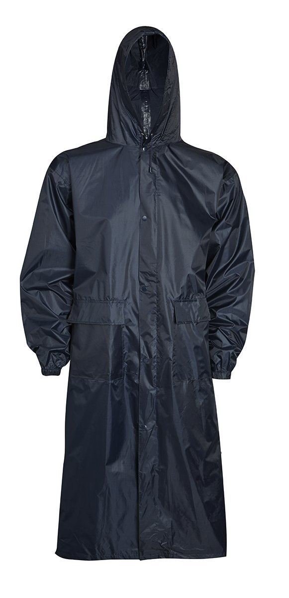 shelikes Men's Waterproof Raincoat Lightweight Hooded Mac Long Rain Jacket with Hood and Pockets Navy