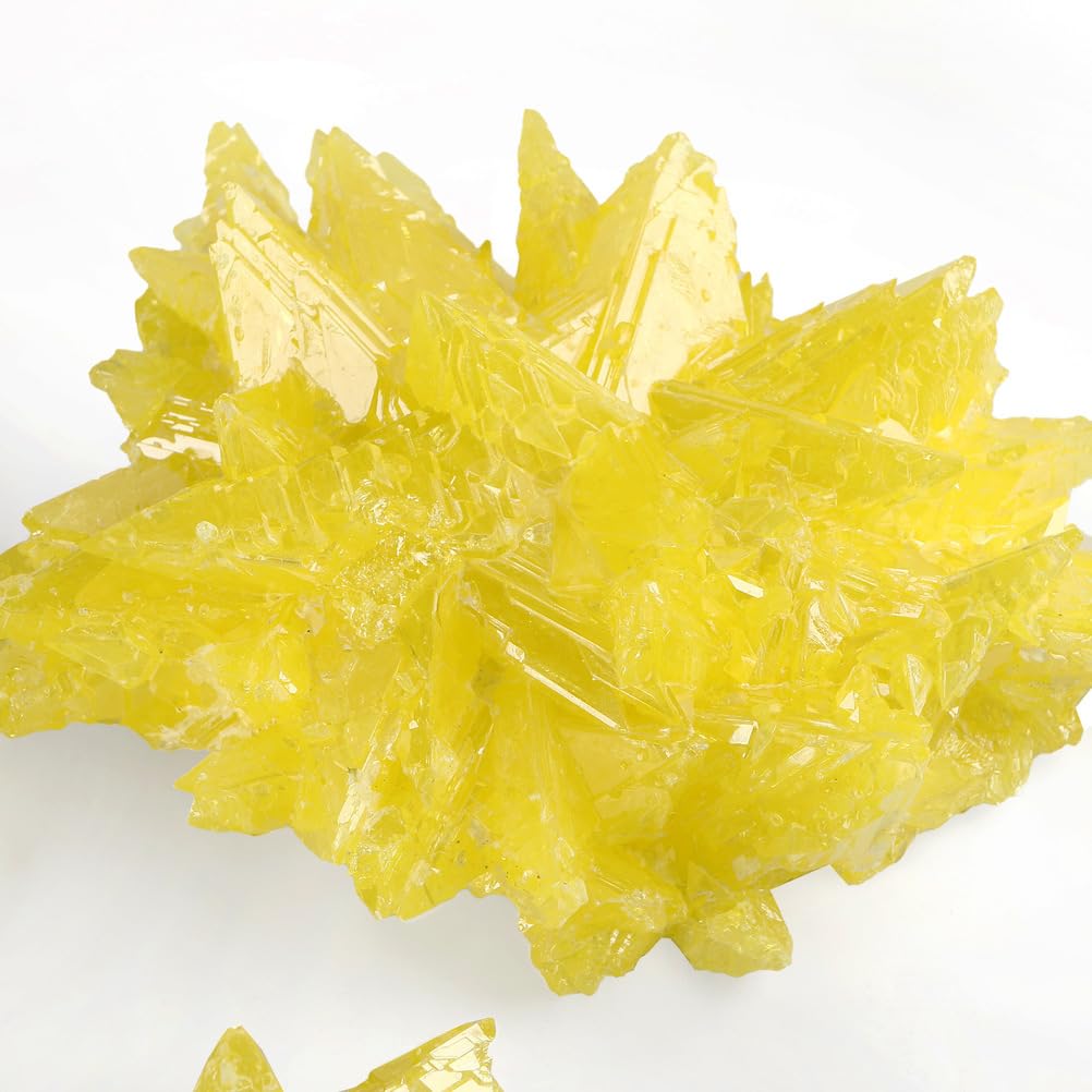 1 pezzo di campione di cristallo di zolfo naturale, cluster di cristalli di pietra grezza, roccia grezza minerale gialla per la collezione di decorazioni da scrivania per la guarigione,375~500g