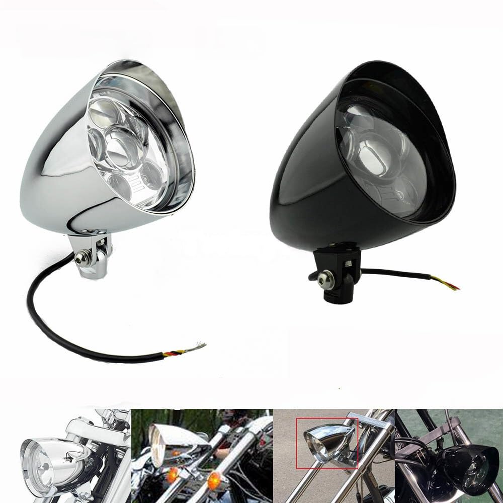 Motocykl Head Light Pasuje do Harley Sportster Softail Dyna Bobber Chopper motocykl Billet aluminium 5.75 "wizjer reflektor LED Dirt Bike przednie światła(Gloss Black LED)
