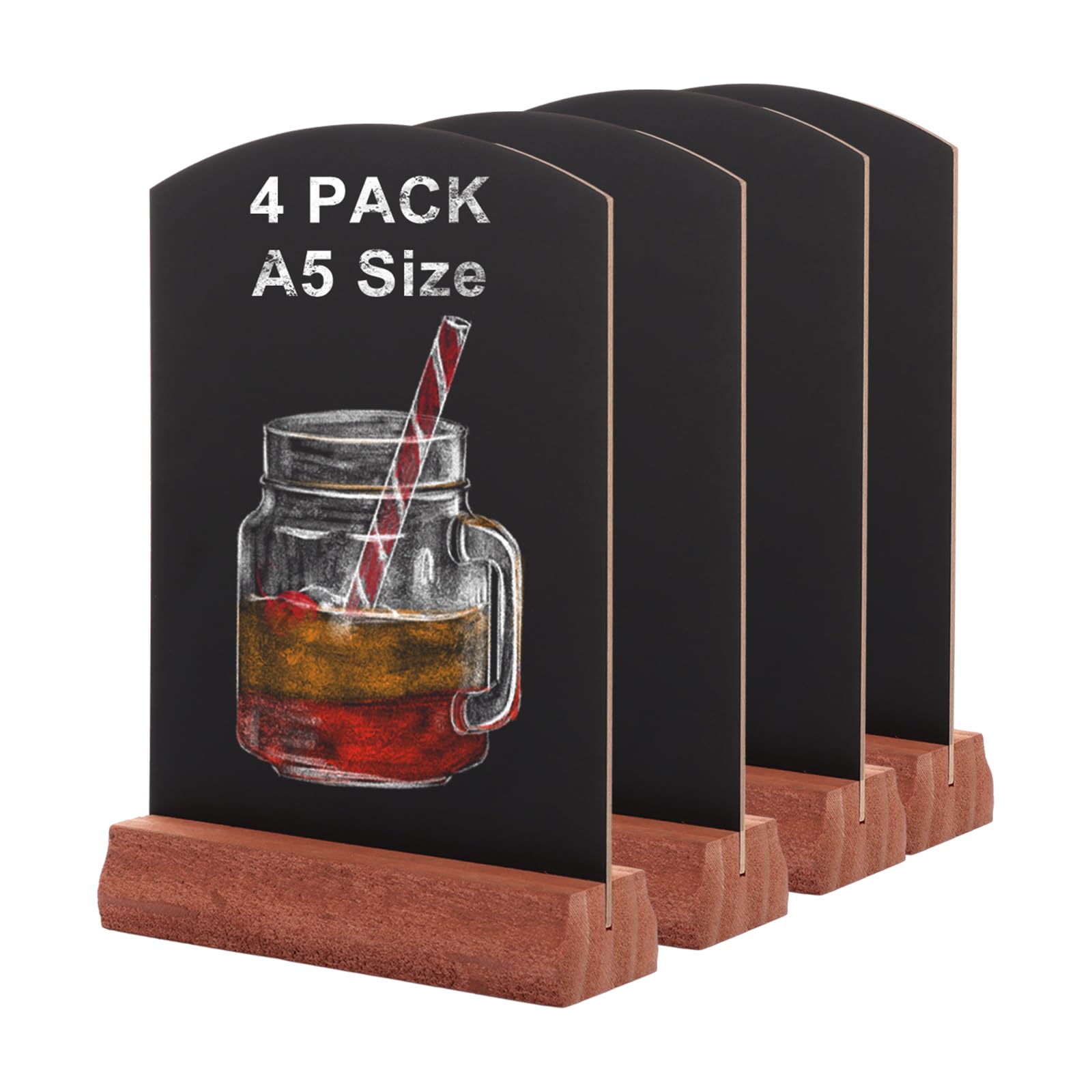 DAJAVE 4 Pcs Mini Chalkboard Signs A5 Small Chalk Boards with Stands, Double Sided Mini Blackboards Small Blackboard for Pricetags, Weddings, Parties, Bakery
