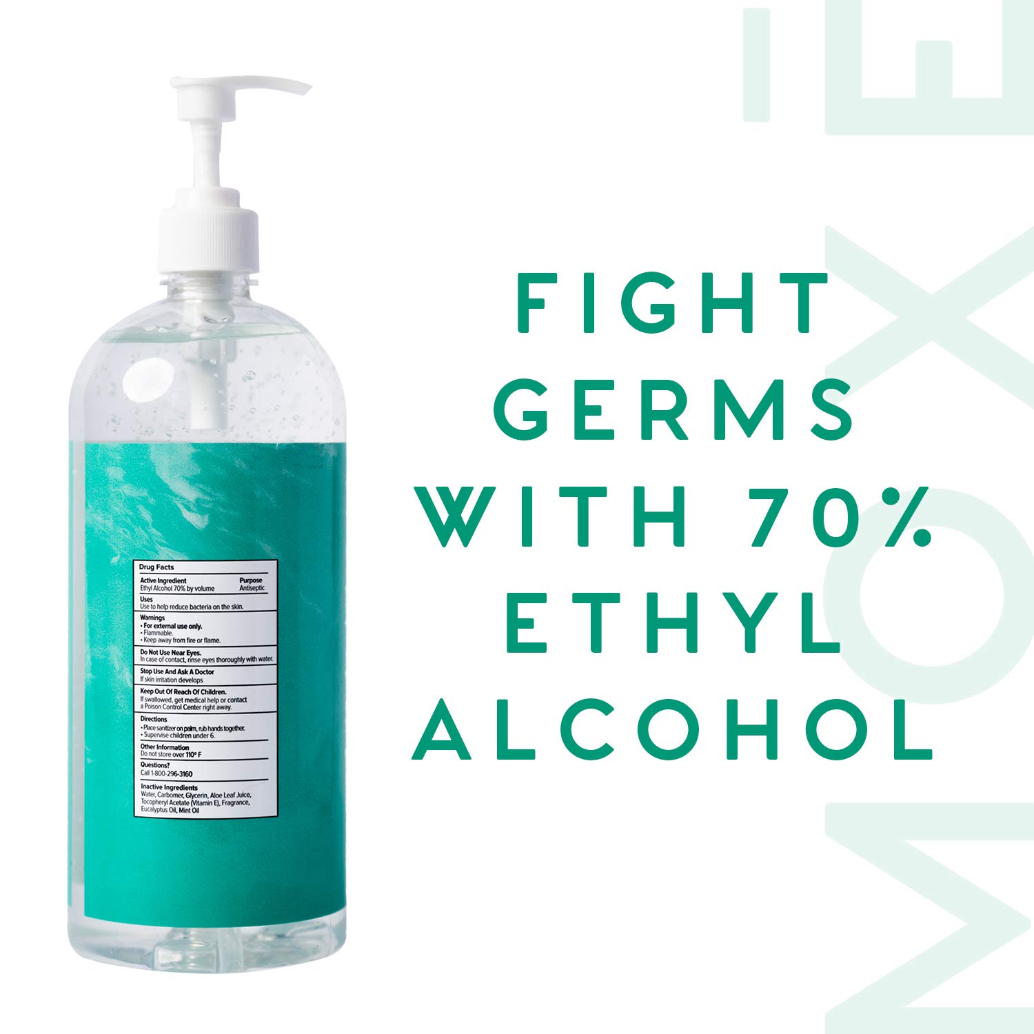 MOXE Premium Eucalyptus & Mint Hand Sanitizer Value Pack - Calming Moisturizing Waterless Antiseptic Cleanser with 70% Ethyl Alcohol, Aloe Vera & Essential Oils - Fights Germs & Bacteria - 4 x 32oz