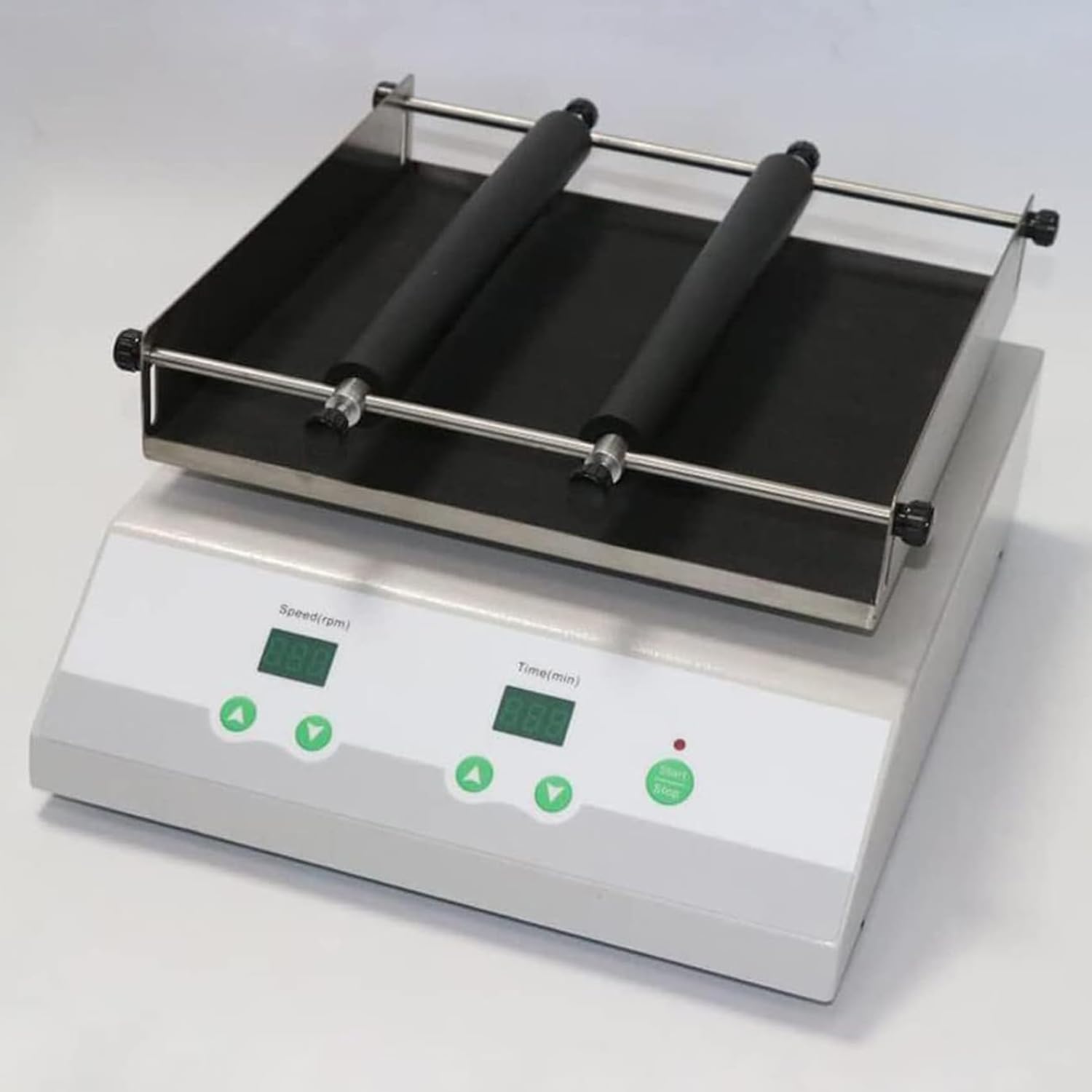 Sprzęt laboratoryjny wytrząsarki orbitalnej, poziomy rotator z regulowanym prętem, timer 1-999 min, prędkość 50-210 obr./min, promień 11 mm, idealny do laboratoriów i sal lekcyjnych