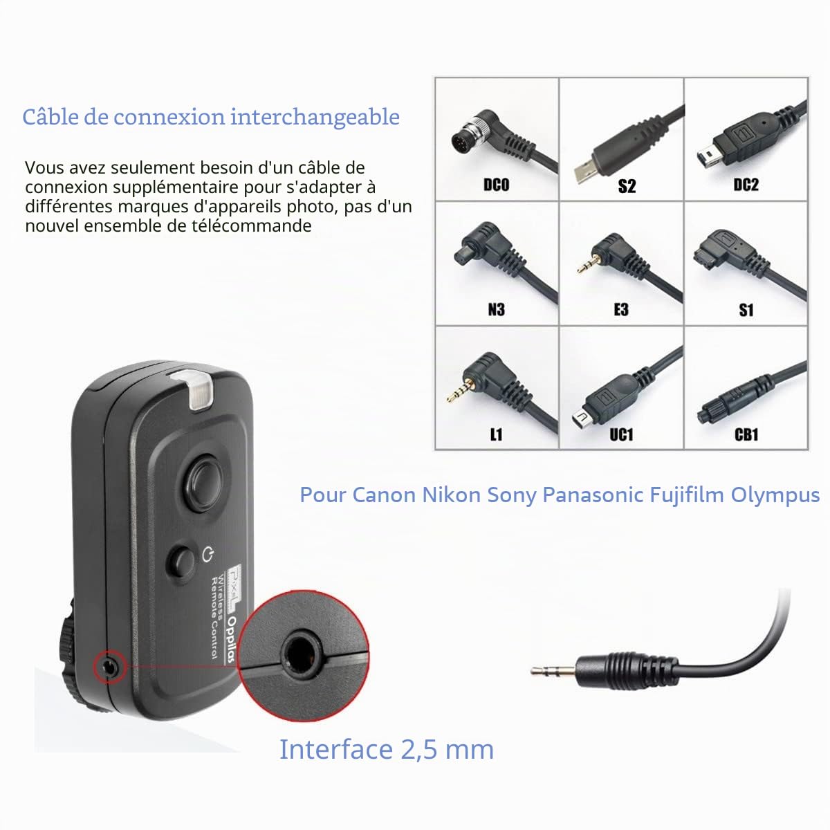 Pixel Déclencheur à Distance DC2 Télécommande sans Fil 328ft pour Nikon MC-DC2 Z5 Z6 Z6 II Z7 Z7 II D750 D780 D7500 D7200 D7000 D5600 D5500 D5300 D3300 D610 D600 D90 COOLPIX P7700 P7800 P950 P1000
