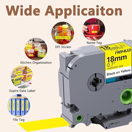 Vista 176 de Hehua Tze - Cinta negra laminada de 0.945 in y 0.94 pulgadas compatible con Brother P-Touch TZe-354 TZe354 TZ-354 TZ354 etiqueta para Ptouch PT D600