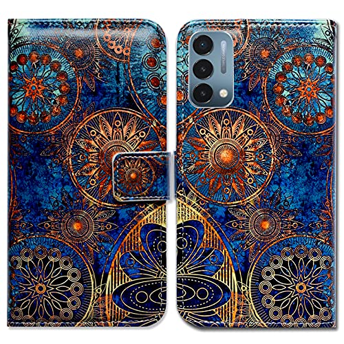 Image of Bcov Case for OnePlus Nord N200 5G, Gorgeous Colours Circle Mandala Leather Flip Phone Case Wallet Cover with Card Slot Holder Kickstand for OnePlus Nord N200 5G