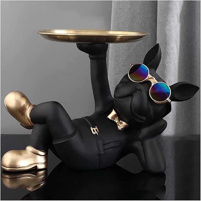 GRWGLE French Bulldog Sculpture Statue Desktop Decoration (Casual Bulldog Black)