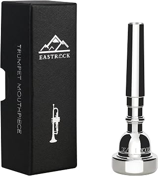 EASTROCK 1.5C Trumpet Mouthpiece Silver Plated Bb Trompeta, Vacuum Packed