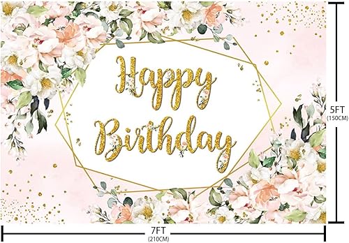 Miniatura 5 de SENDY Telón de fondo de feliz cumpleaños de 7 x 5 pies, suministros de decoración para fiesta de cumpleaños, suministros para niñas, mujeres,