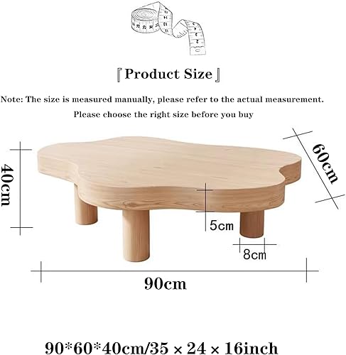 Miniatura 2 de Mesa de centro en forma de nube de madera maciza irregular, decoración de mesa auxiliar con 3 patas, bonita y moderna mesa auxiliar gruesa para sala