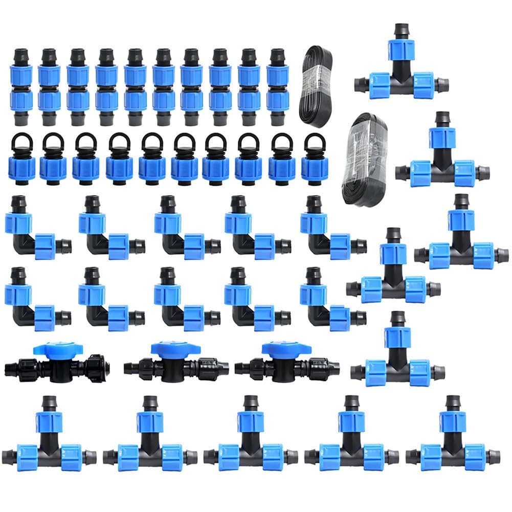 Kit di irrigazione a goccia da 16 mm, sistema di irrigazione completo da giardino con valvole a sfera e Tee, adatto per ortaggi domestici