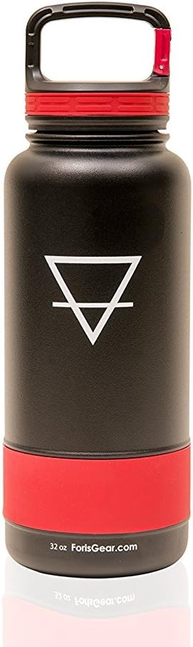 Foris Vacuum Insulated Stainless Steel 32 oz Water Bottle - Double Walled Flask - Best for Hiking, Camping, and Outdoors (Red)
