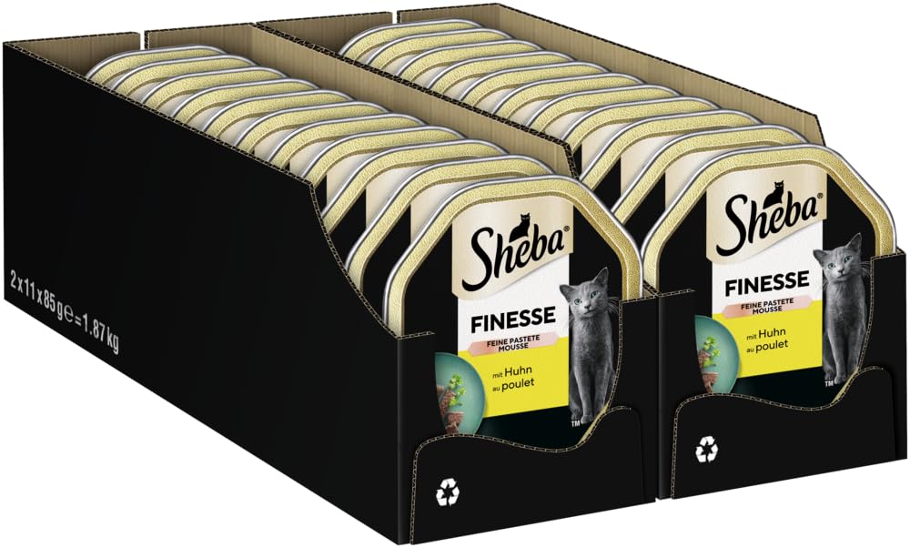 Sheba Ciotola Finesse per patè/mousse con pollo, 2 x 11 x 85 g