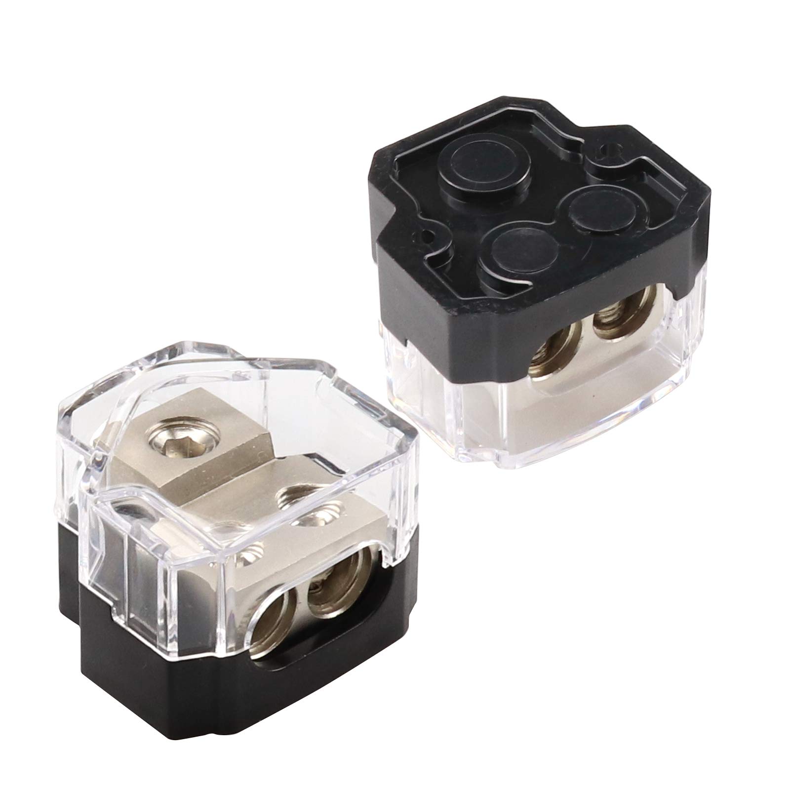 ZOOKOTO 2 Way Power Distribution Block for Car Audio Splitter,1 X 0/2/4 Gauge in / 2 X 4/8 Gauge Out 2PCS