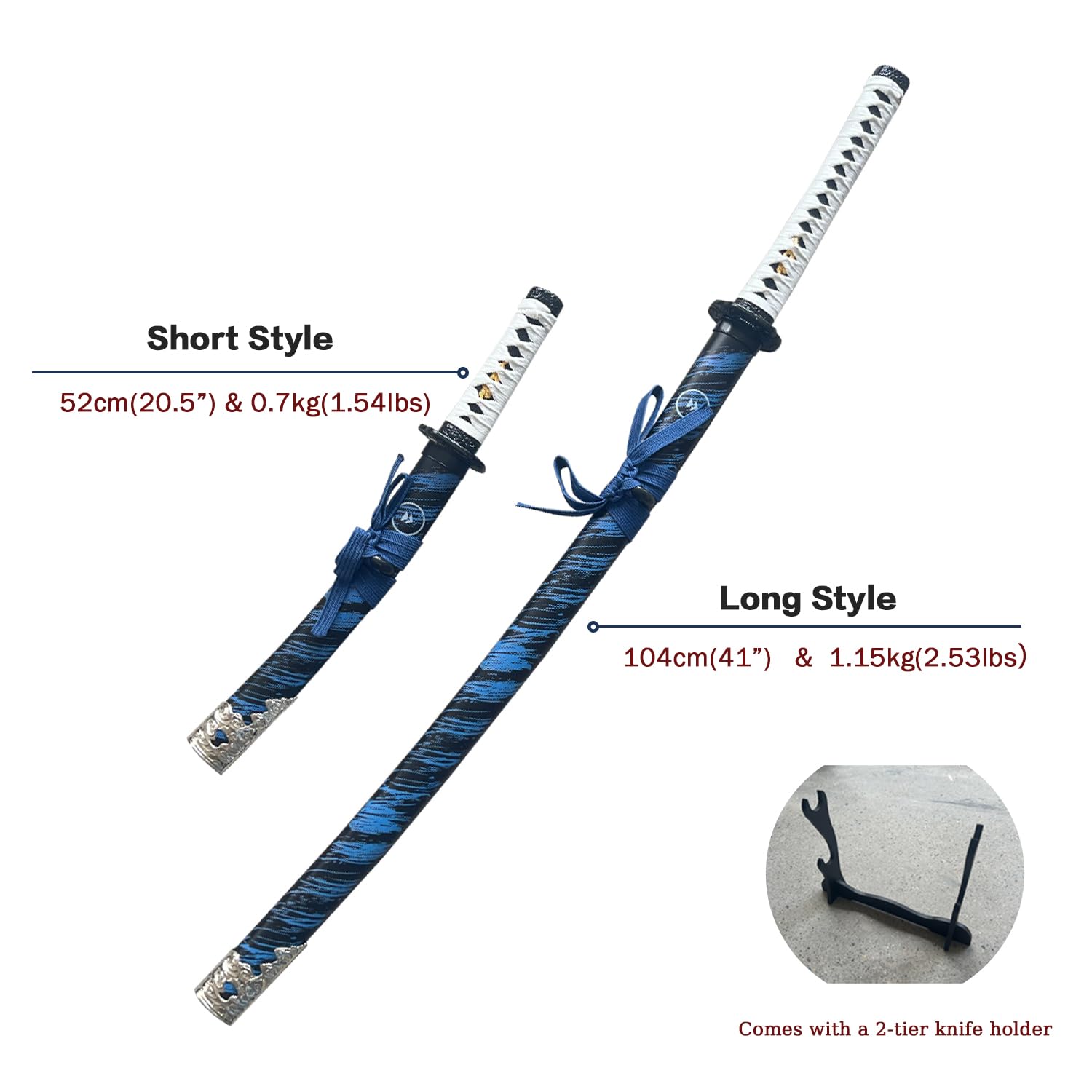 2pc Japanese Ghost of Tsushima Cosplay Replica Sword Metal Katana Set with Display Stand,Jin Sakai‌‌ Katana,for Cosplay,Collection,Display