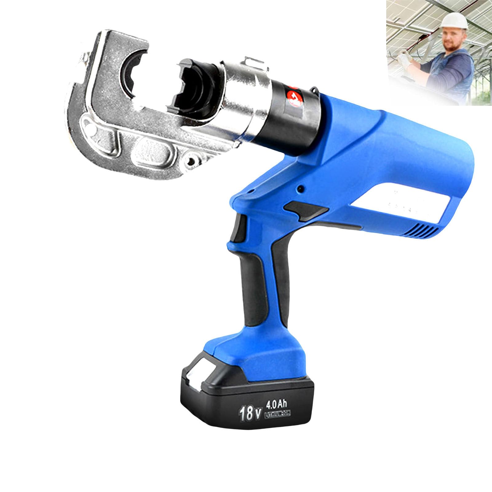 Pinza a crimpare idraulica, Pinza per capicorda idraulica elettrica Ricaricabile, con 12 matrici per crimpare terminali in Rame e Alluminio,Digitaldisplaymodel