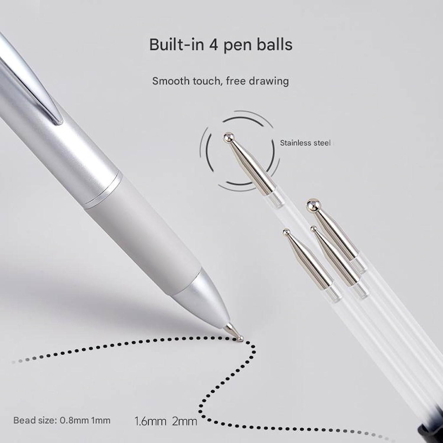 MultiFunctional Press Type Nails Art Dotting Pen Ideal for Nails Design and Salon Use 0.8mm, 1mm, 1.6mm, 2mm Tip Dotting Tool