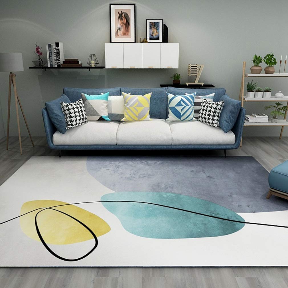 Buy MOXIC Soft Abstract Art Living Room Area Rugs Square Children Crawling Bedroom Rug Fleece Anti-Slip Carpets Nordic Modern Home Decor Mats Indoor Outdoor Runners Nursery 5' X 5' — BookShops.in