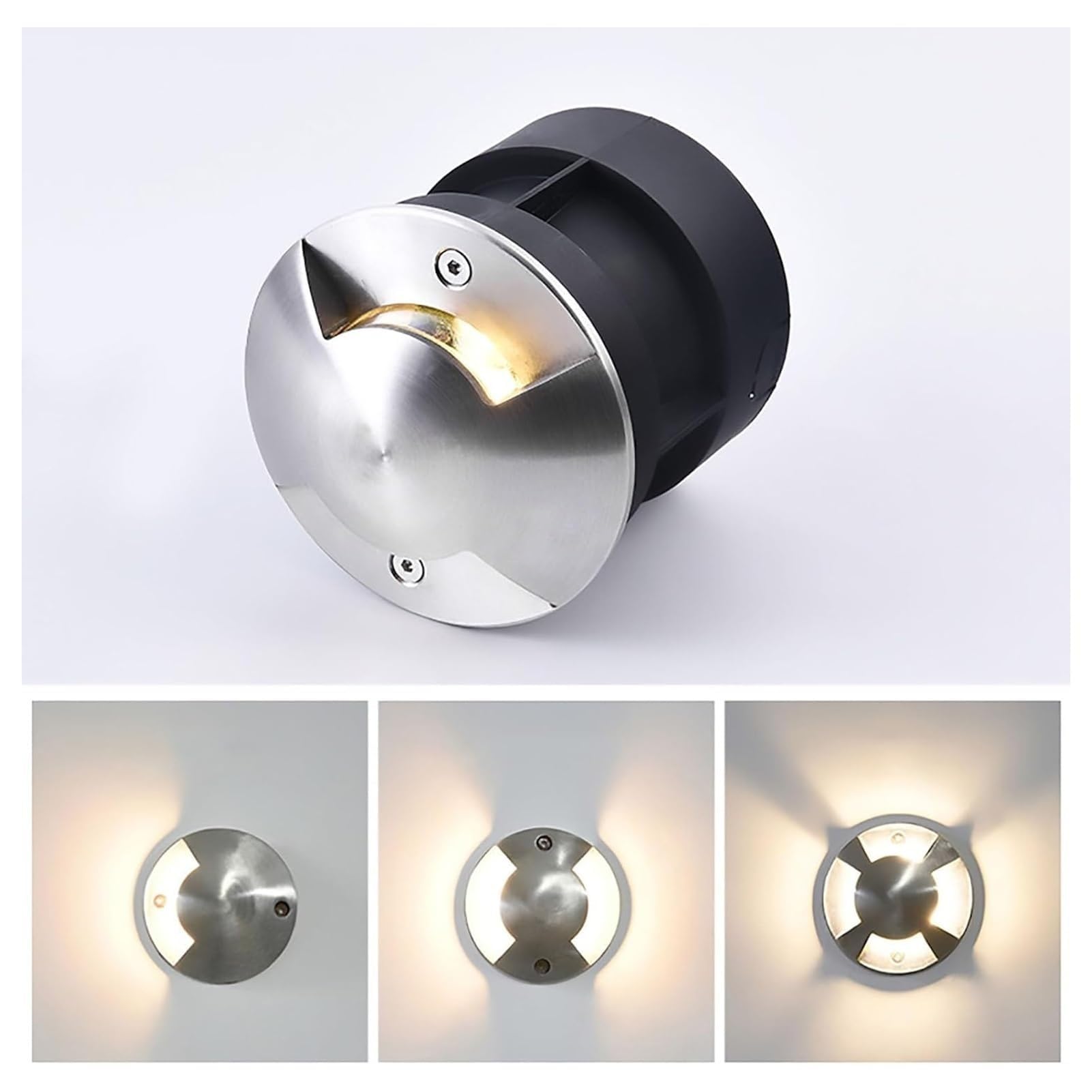 Lampada sotterranea semitrasparente a LED da 3 W, 85-265 V, incasso laterale for esterni IP67, pavimento decorativo da giardino impermeabile, faretto da ponte(White,3 sided)
