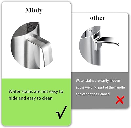 Miniatura 4 de Jarra de espuma de leche, taza espumadora de leche de acero inoxidable, 20 onzas20.3 fl oz, jarra de espuma de leche negra, herramientas de barista,