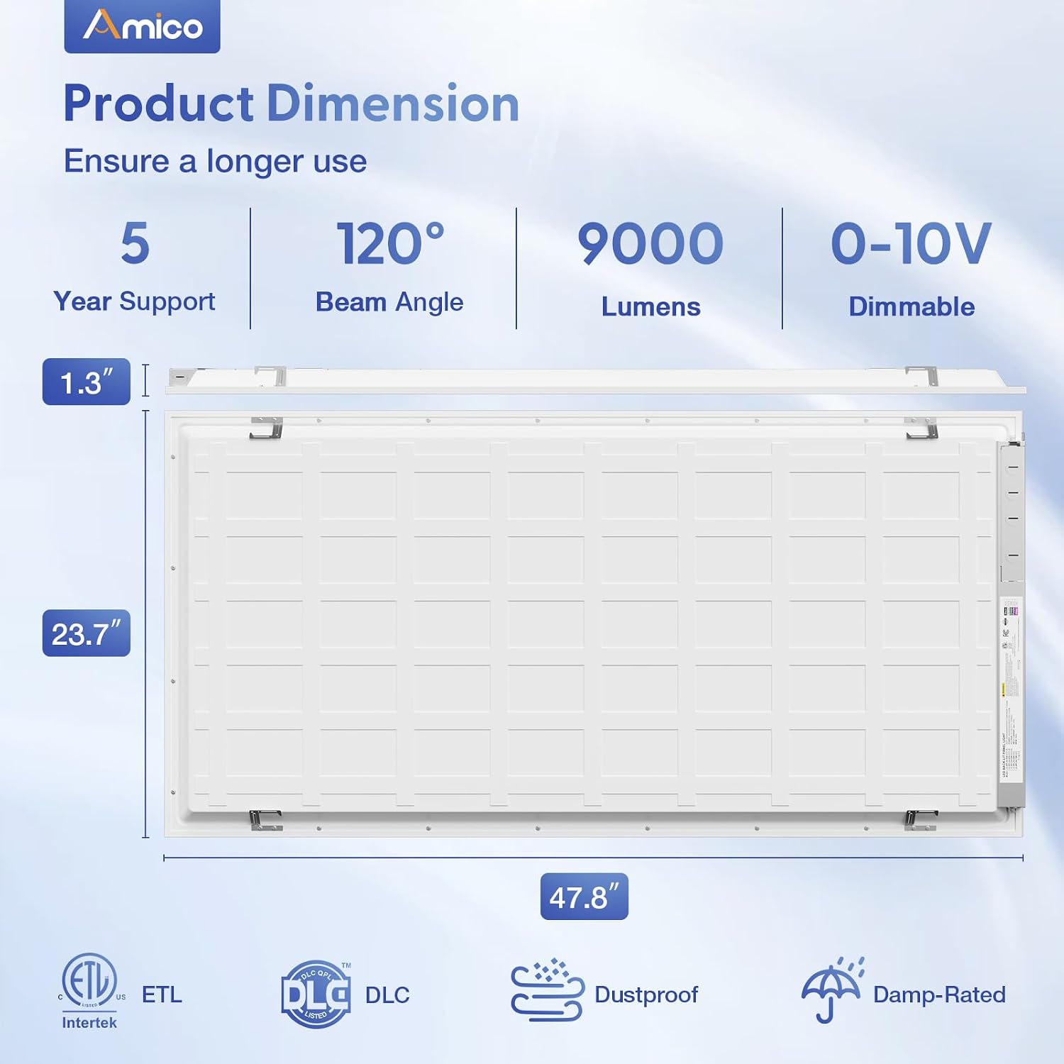 Amico 24 Pack 2x4 LED Flat Panel Light Fixture, 72W, 9000LM, 3500K/4000K/5000K/5700K/6500K 5CCT Selectable Drop Ceiling Office Lights, 0-10V Dimmable, LED Drop Ceiling Light Fixtures, ETL/DLC