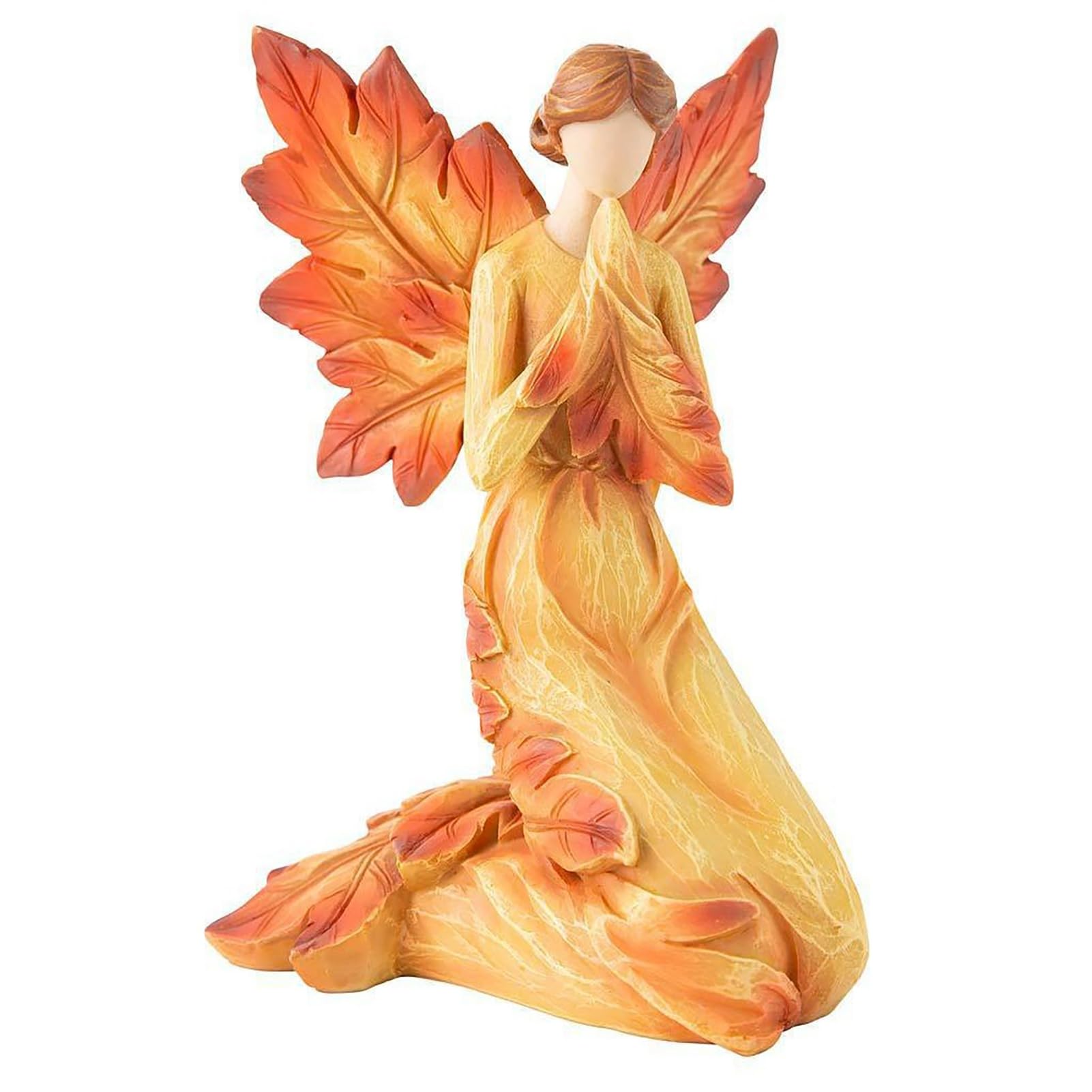 Maple Leaf Female Sculpture – Resin Prayer Angel Statue for Fall Thanksgiving – Kneeling Angel Figurine, Home Office Desk Decor – No Spec – for Living Room, Church, Desktop A