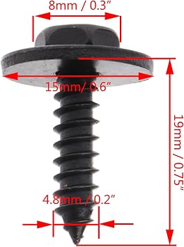 50x Hex Head Sems Screw, Replace OEM#: 07-14-7-129-160, for BMW Fender Liner Splash Shield Engine Under Cover Bumper Cover Tapping Screw 328i E46 330i E90 530i E60 745Li E66 X1 X3 E83 X5 E70