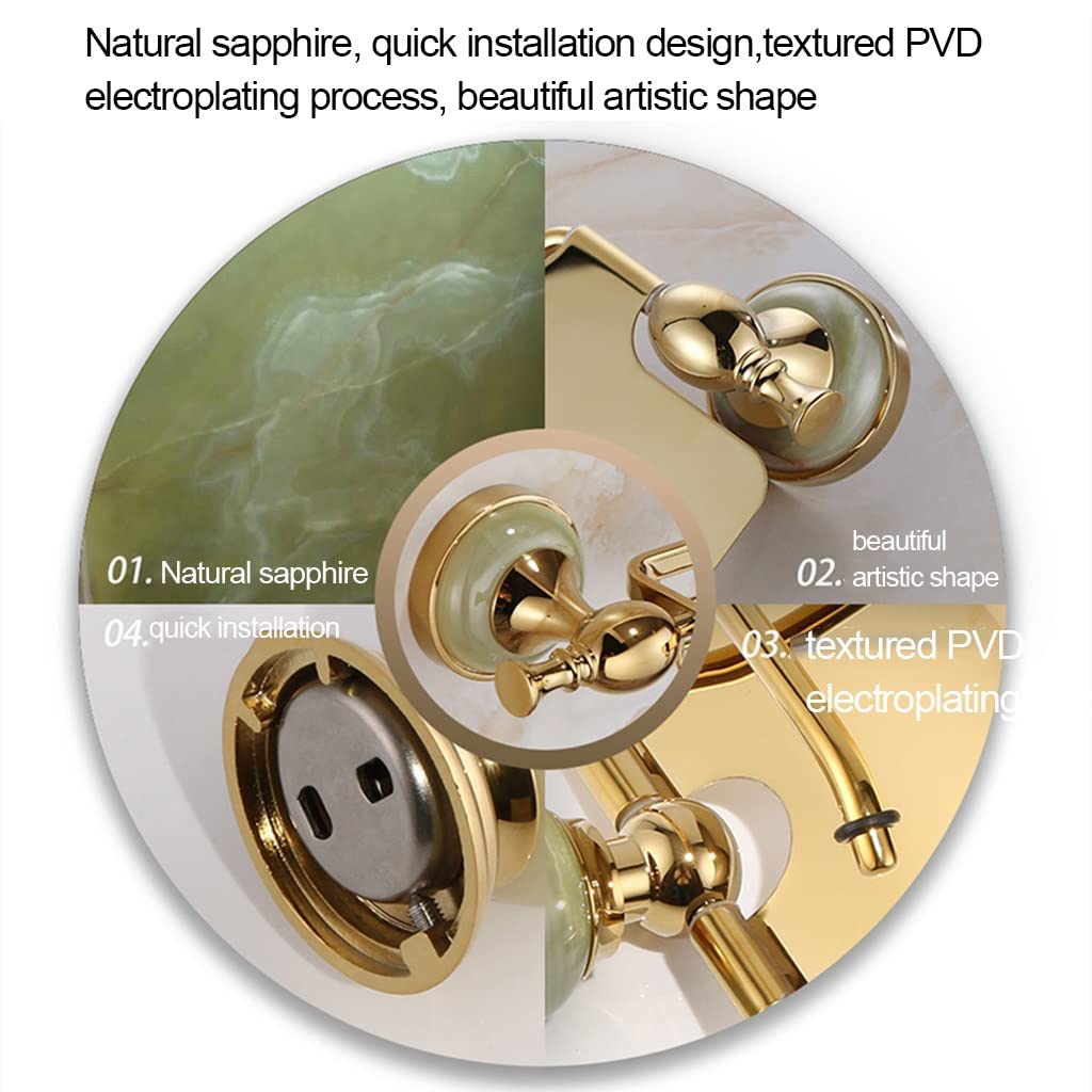Juego de toallero europeo de jade de doble capa, accesorios de baño con gancho para ropa, soporte para papel higiénico y vaso para cepillo de dientes, accesorios de baño montados en la pared